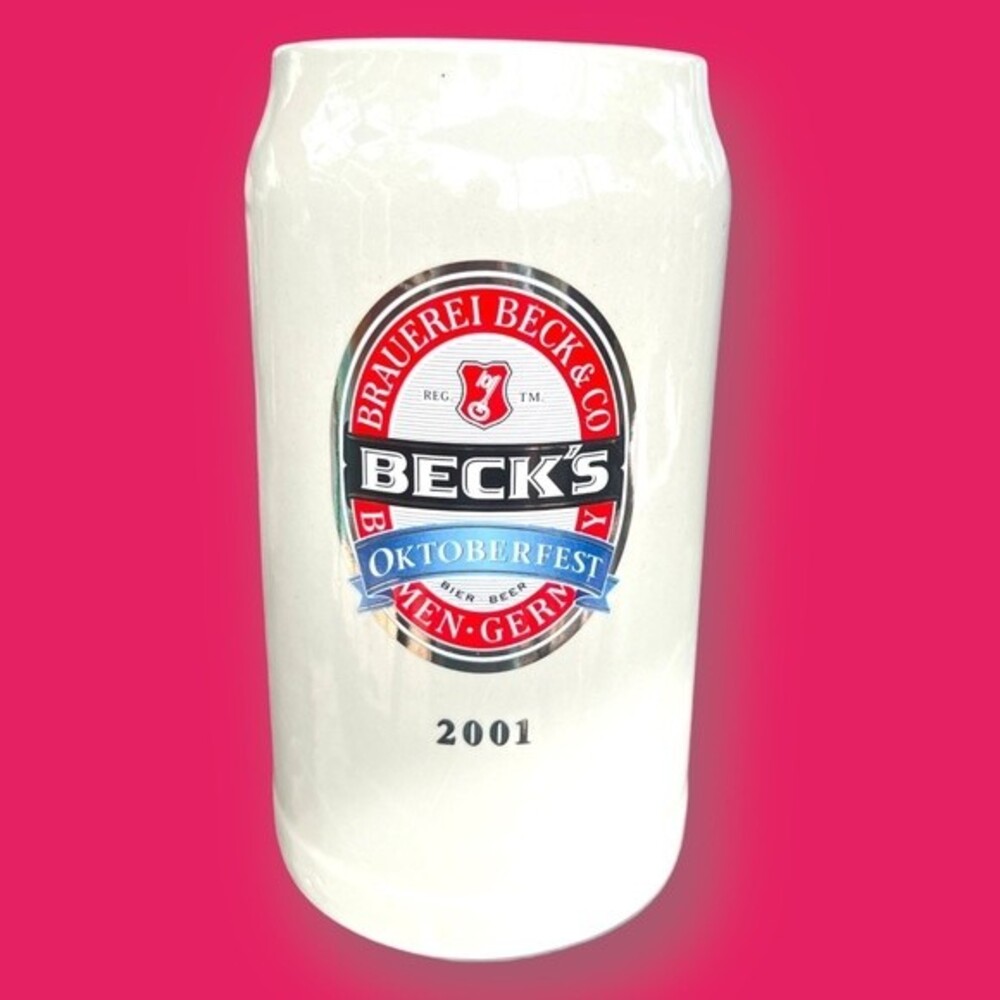 Vintage Beck’s Beer 1 Liter, Stoneware Mug/Stein, 2001 Oktoberfest, Germany EUC